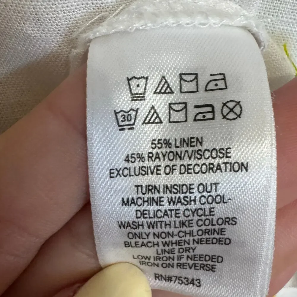 Calypso St. Barth Linen Floral Embroidered Tunic Mini Dress White Size Small NWT - Picture 8 of 10